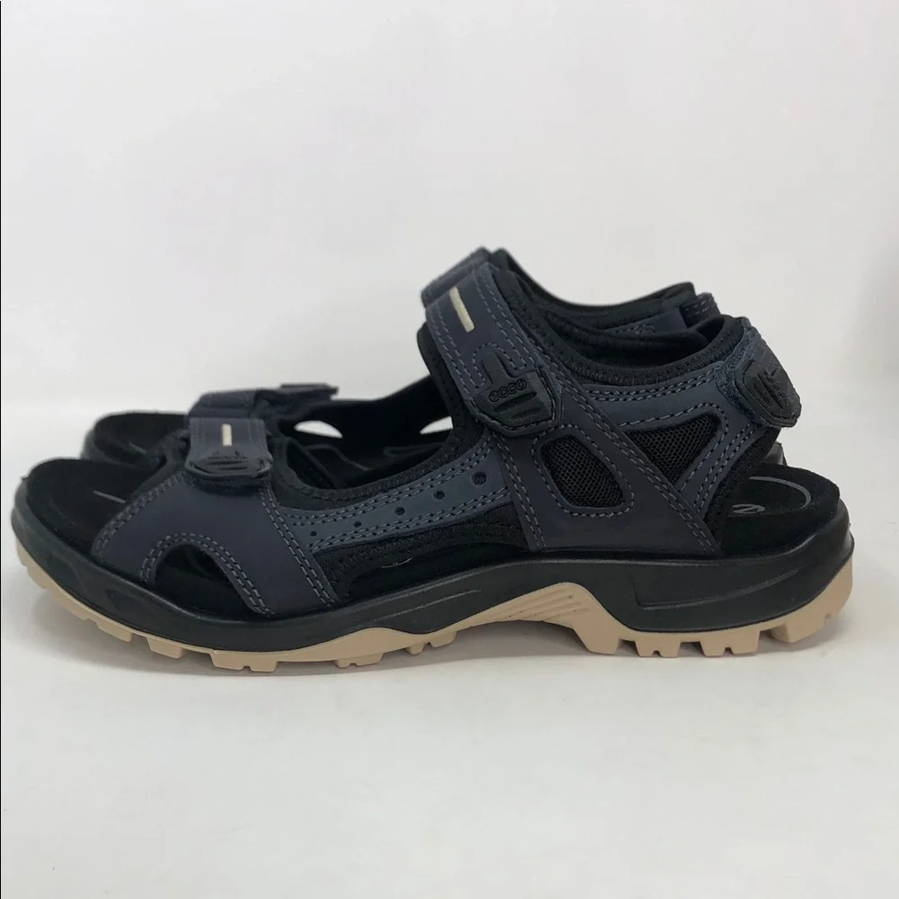 Ecco Offroad Yucatán Men’s Black Blue Cream Hiking Sandals - Size 8-8.5